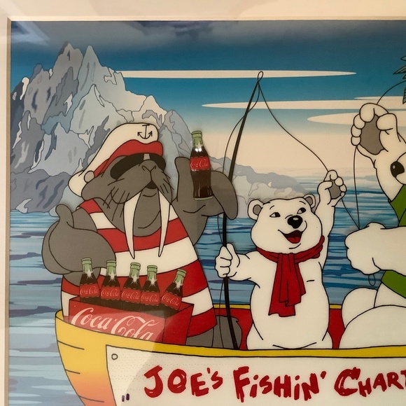 1998 Vintage Coca-Cola Framed "Catch of the Day" Serigraph Cel with COA. - Picture 4 of 7